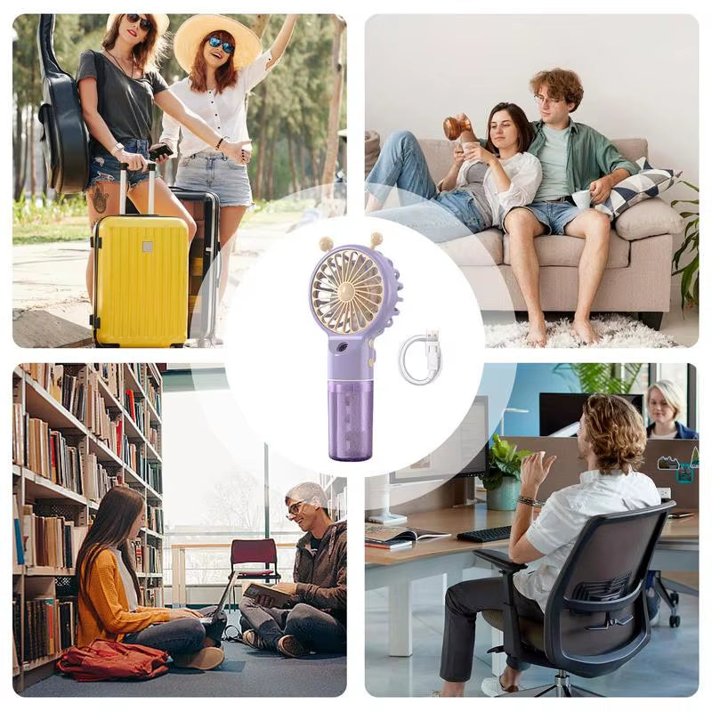 Portable Handheld Spray Fan Water Spray Mist Fan Student Dormitory Mini Fan Summer Supplies Cooling Tools Outdoor Small Fan